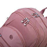 Nas Bag Unisex Hafif Büyük Boy Okul Çantası ve Spor Çantası Çok Gözlü Gül Kurusu