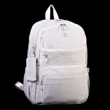 Nas Bag Unisex Büyük Boy Çok Gözlü Hafif Sırt Çantası Bej