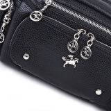 Nas Bag Kadın Mini Çok Gözlü Spor Şık Çanta ( en :25 cm , boy: 16 cm ) Siyah Lopez