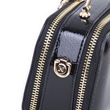 Nas Bag Kadın Mini El ve Çapraz Çanta Siyah Rugan  (en :18 cm  boy:10 cm) 