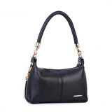 Nas Bag Kadın Mini Omuz ve Çapraz Çanta Örgülü Askılı (en: 23 cm , boy: 14 cm) Siyah Lopez