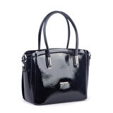 Nas Bag Kadın Mini El ve Çapraz Çanta Siyah Rugan