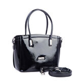 Nas Bag Kadın Mini El ve Çapraz Çanta Siyah Rugan