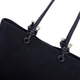  Nas Bag Hafif  Kadın  Büyük Boy Omuz Çantası Siyah  Süet