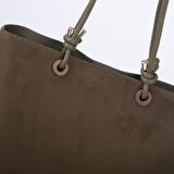  Nas Bag Hafif  Kadın  Büyük Boy Omuz Çantası Yeşil Süet