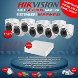 Hikvision 2 Megapiksel HD 1920x1080 Dome Güvenlik Kamerası Seti 8'li