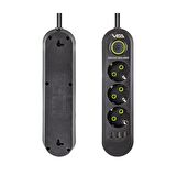 Vea VA-21557 3'lü 3 USB'li 1.5 Metre Akım Korumalı Priz Siyah