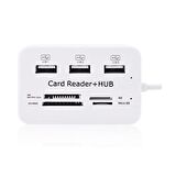 Powermaster 3 Port 2.0 Usb Çoklayıcı Hub + 4 Slot Kart Okuyucu PM-6052