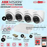 Hikvision Sesli Smart Hybrid Light AHD 4 Adet Dome Kamera 2 Mp Güvenlik Kamera Seti
