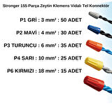 Stronger 155 Parça Zeytin Klemens Vidalı Tel Konnektör Seti