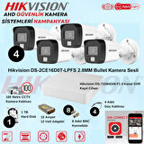 Hikvision Sesli Smart Hybrid Light AHD 4 Adet Bullet Kamera 2 Mp Güvenlik Kamera Seti
