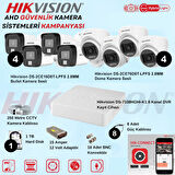 Hikvision Sesli Smart Hybrid Light AHD 4 Adet Bullet 4 Adet Dome Kamera 2 Mp Güvenlik Kamera Seti