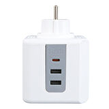VEA VE-23089 2x USB 1x Type-C 3'lü Çocuk Ve Termal Korumalı Grup Priz