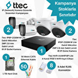 Ttec İP (Network) 4 Adet 2 MP Lite POE'li Güvenlik Kamera Seti