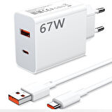 Mi 67W Hızlı Şarj Cihazı - Yüksek Performans, Akıllı Güç Dağılımı, USB-C Uyumlu, Güvenli Hızlı Şarj