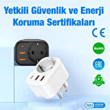 1 Priz 2 USB Çıkışlı Akıllı Priz - Şarj ve Elektrik Girişi Bir Arada, Kompakt Tasarım