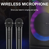 ACL Mikrofonlu Karaoke Bluetooth Hoparlör Kablosuz Şarjlı Işıklı Taşınabilir Müzik Sistemi
