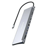 USB-C 12 in 1 Çoklayıcı PD100W Hızlı Şarj VGA Ethernet HDMI SD USB-A Type-C Portlu Adaptör