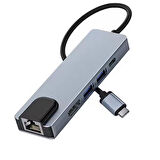 USB-C 4 in 1 Hub 2xUSB-A 2xUSB-C Çıkışlı USB-A+C Girişli Metal Gövdeli Dönüştürücü