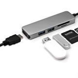 FH26 USB-C 5 in 1 Çoklayıcı 3xUSB-A 3.0 TF SD Kart Girişli Hızlı Veri Aktarımlı Hub Adaptör