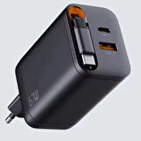 FC23 67W GaN Hızlı Şarj Adaptörü USB-C Kablolu PD Destekli 1xUSB-A 1xUSB-C Girişli Şarj Cihazı