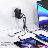 FC24 100W GaN Hızlı Şarj Adaptörü 3xUSB-C 1xUSB-A Girişli PD Destekli Çoklu Şarj Cihazı