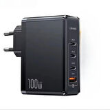 FC24 100W GaN Hızlı Şarj Adaptörü 3xUSB-C 1xUSB-A Girişli PD Destekli Çoklu Şarj Cihazı