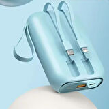 20,000mAh Mini Powerbank Entegre Kablolu, Taşınabilir ve Yüksek Kapasiteli Şarj Cihazı