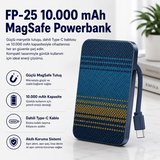FP-25 10.000 mAh Dahili Magsafe Type-C Kablolu Powerbank Karbon Desenli Taşınabilir Şarj Cihazı