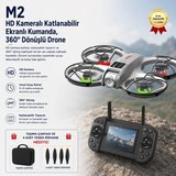 M2 HD Kameralı Katlanabilir  Ekranlı Kumanda, Wi-Fi Görüntü Aktarımı ve 360° Dönüşlü Taşınabilir Kompakt Drone
