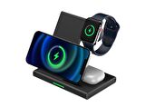 3 in 1 Wireless / Kablosuz Şarj Destekli 15W Hızlı Şarj Özellikli Apple Watch, Airpods, ve Telefon Şarjı