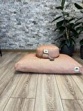 Yoga Meditasyon Turuncu Set, Zafu Karabuğday Kabuğu Dolgulu, Zabuton Organik Pamuk Dolgulu