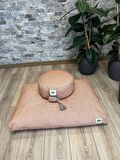 Yoga Meditasyon Turuncu Set, Zafu Karabuğday Kabuğu Dolgulu, Zabuton Organik Pamuk Dolgulu