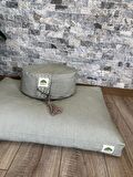 Yoga Meditasyon Yer Minder Seti, Zabuton Organik Pamuk Dolgulu, Adaçayı renk Zafu, Yoga hediye, yoga stüdyo