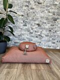 Lotus Yoga Meditasyon Minder Seti, Tarçın Rengi, Zafu Zabuton Yoga Minderi, Ortası Düz desen