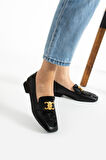Kadın Siyah Hakiki Deri Aksesuar Detaylı Klasik Ayakkabı