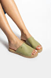 Kadın Hakiki Deri Espadril Terlik Yeşil