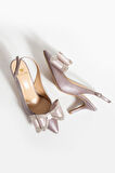 Kadın Hakiki Deri Topuklu Ayakkabı Pudra