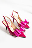 Kadın Hakiki Deri Topuklu Ayakkabı Fuşya Rugan