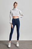 Kadın Koyu Mavi Süper Yüksek Bel Skinny Jean  