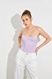 Taş detaylı Sırt dekolteli Askılı Lila Bodysuit