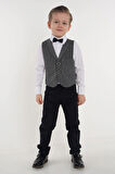 Gri İki Düğmeli Erkek Çocuk Smokin Takım