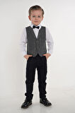 Gri İki Düğmeli Erkek Çocuk Smokin Takım