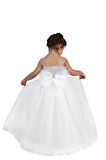 Beyaz Kemer Detaylı Kasnaklı Kız Çocuk Parti Elbisesi