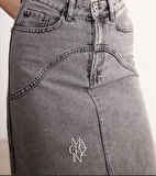 3320 Önü Ve Arkası Çift Cepli Kot Etek