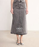 3320 Önü Ve Arkası Çift Cepli Kot Etek