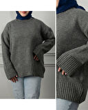 0004 Bisiklet Yaka Oversize Triko Kazak