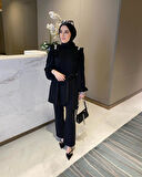 001 Hakim Yaka Omuzu Taş Detaylı Kuşaklı Kristal Takım