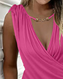 Kadın Kruvaze Yaka Büzgü Ve Aksesuar Detay Sandy Mini Elbise