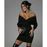 Kadın Uzun Kollu Omuzlar Açık Detay Triko Elbise